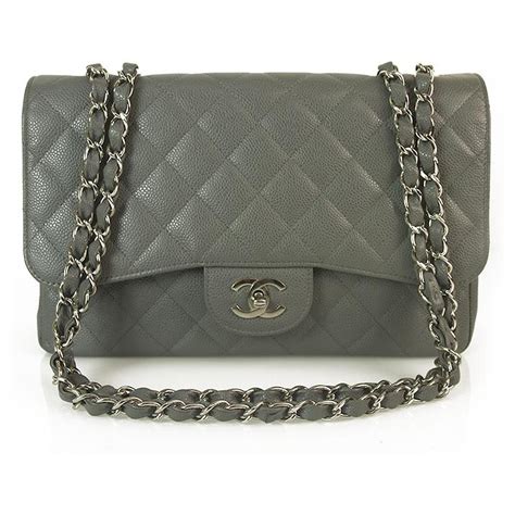 chanel gray bag caviar|Handbags & Bags .